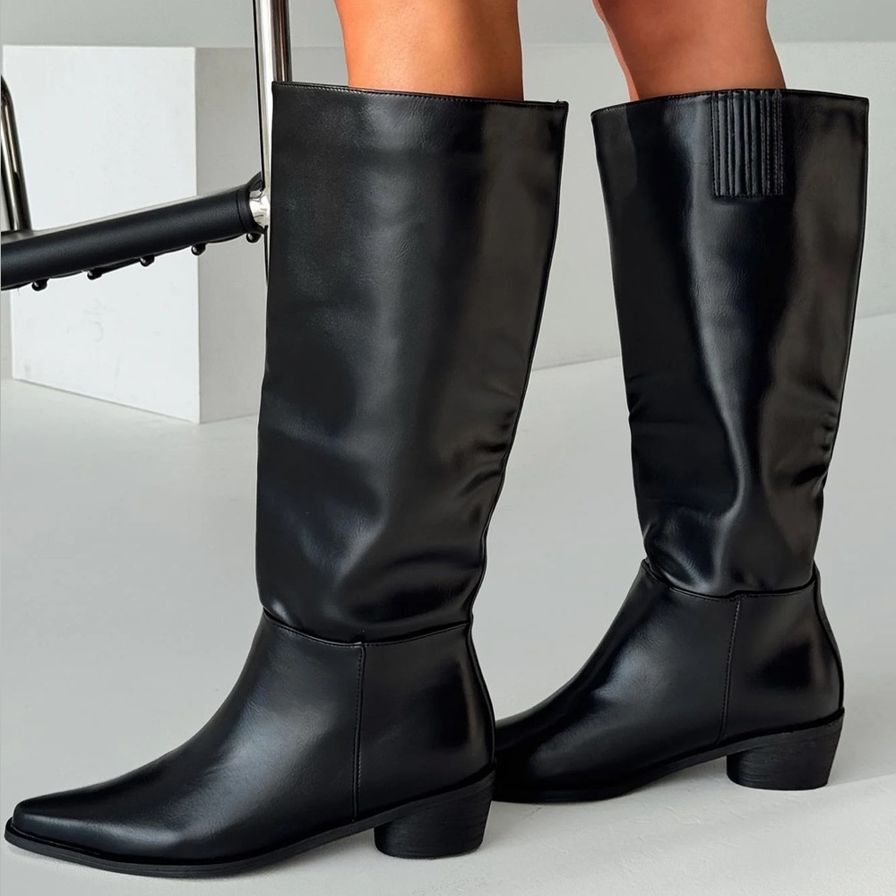 Princess Polly Sleek Black Over the Knee Boots